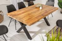 Massieve eettafel IRON CRAFT 160cm natuurlijk mangohout industrieel design X-frame zwart metaal - 6540012 - thumbnail