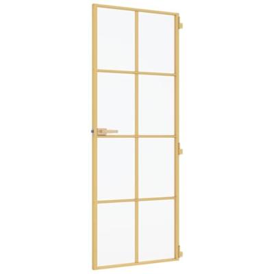 VidaXL Binnendeur smal 83x201,5 cm gehard glas en aluminium goudkleur