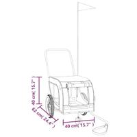 Hondenfietstrailer oxford stof en ijzer grijs en zwart - thumbnail