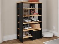 Schoenenkast RUBINO 5 legplanken gouden eik/zwarte eik met zitbank - thumbnail