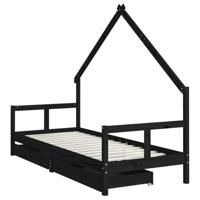 Kinderbedframe 80x200 cm massief grenenhout zwart - thumbnail