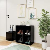 VidaXL Opbergkast 105x35,5x70 cm bewerkt hout hoogglans zwart - thumbnail