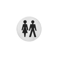 Intersteel pictogram dames- en herentoilet zelfklevend rond - RVS - thumbnail