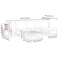 6-delige Loungeset met kussens massief acaciahout - thumbnail