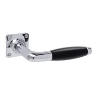 De Oude Deurklink Deurklink Klassiek geveerd glanzend nikkel vierkant rozet - thumbnail