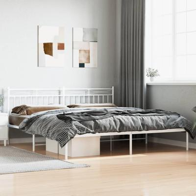 Bedframe met hoofdbord metaal wit 193x203 cm