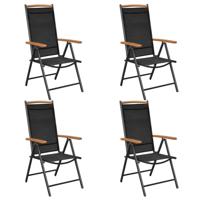 VidaXL Opklapbare stoelen, 4 stuks, aluminium en textiel, zwart. - thumbnail