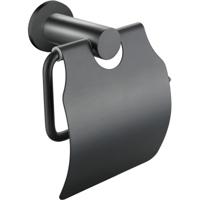 Gunmetal Grijze Toiletrolhouder met Klep - Rond - PVD Coating - thumbnail