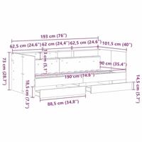 Dagbedframe met lades Zwart eiken 90 x 190 cm Bewerkt hout - thumbnail