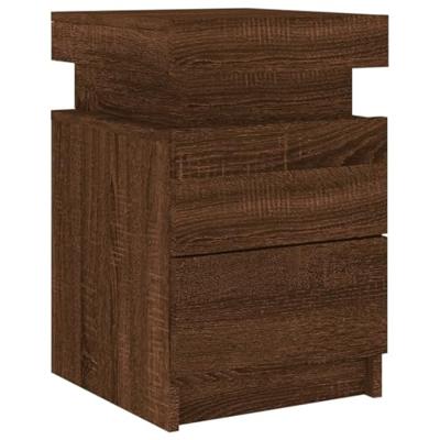 Nachtkastjes met LED 2 st 35x39x55 cm bruin eikenkleur