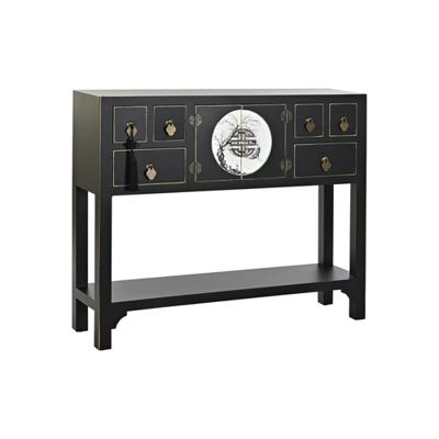 Bijzettafel DKD Home Decor 95 x 26 x 79 cm Spar Zwart Gouden Metaal Wit Hout MDF