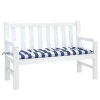 VidaXL Tuinbankkussen gestreept 120x50x7 cm stof wit en blauw - thumbnail