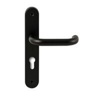 Hardbrass Deurkruk Stockholm op ovaal langschild profielcilindergat 72mm - zwart - thumbnail