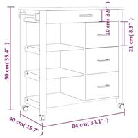 Keukentrolley MONZA 84x40x88,5 cm massief grenenhout - thumbnail