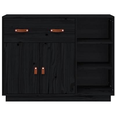 Dressoir 98,5x40x75 cm massief grenenhout zwart - thumbnail