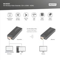 Digitus DS-55323 Draadloze HDMI-set 30 m 3840 x 2160 Pixel Geïntegreerde LED-weergave, Mobiele variant - thumbnail