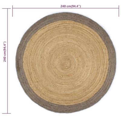 VidaXL Vloerkleed handgemaakt met grijze rand 240 cm jute