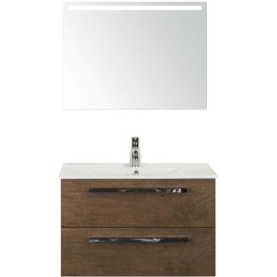 Seville Badmeubelset 80 cm - Tabacco - Keramische Wastafel Wit Enjoy met Sence Spiegel