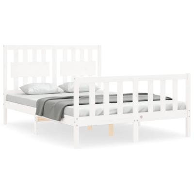 Bedframe zonder matras massief grenenhout wit 140x190 cm