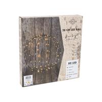 LED Bal zwart met timer 28cm 80LED - thumbnail