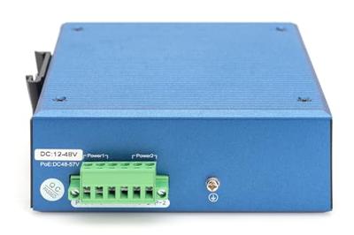 DIGITUS Netwerk Switch - 12-poorts Gigabit Ethernet - 8x RJ45 + 4x SFP - IP40 - 10/100/1000 Mbit/s - DIN rail montage - industriële serie - zwart/blauw