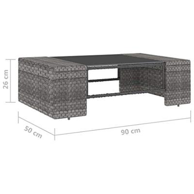 3-delige Loungeset poly rattan grijs