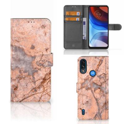 Motorola Moto E7i Power | E7 Power | Bookcase | Marmer Oranje Motorola Moto E7i Power | E7 Power | Bookcase | Marmer Oranje