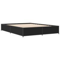 Bedframe bewerkt hout metaal zwart 150x200 cm - thumbnail