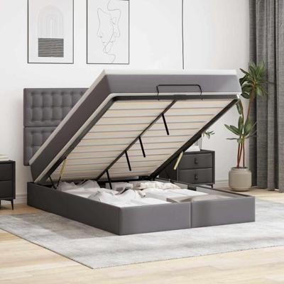 Ottoman bed met matras 140x190cm kunstleer grijs