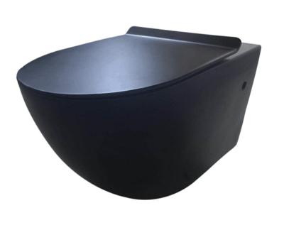 Best Design Morrano Compact wandcloset Spoelrandloos 49cm incl softclose zitting mat zwart 4006720