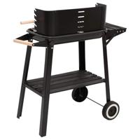 Houtskoolbarbecue met wieltjes staal zwart - thumbnail