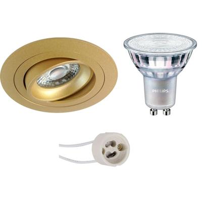 Philips - Led Spot Set - Master 927 36d Vle - Pragmi Alpin Pro - Gu10 Fitting - Dimtone Dimbaar - Inbouw Rond - Mat Goud