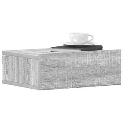 Nachtkastje zwevend 40x30x15 cm bewerkt hout grijs sonoma eiken