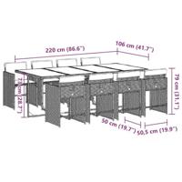 9-delige Tuinset met kussens poly rattan grijs - thumbnail