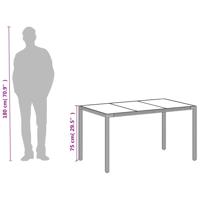 Tuintafel met glazen blad 150x90x75 cm poly rattan wit - thumbnail