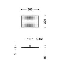 Hoofddouche Tres Plafonduitloop 30x20 cm Mat Wit Tres - thumbnail