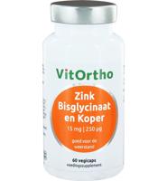 VitOrtho Zink Bisglycinaat En Koper Capsules 60st - thumbnail