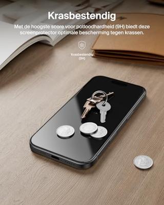 Belkin ScreenForce InvisiGlass Screenprotector voor iPhone 17 Pro, Kraswerend, Impactbestendig, met Easy Align-Frame voor Luchtbelvrije Plaatsing, Compatibel met Hoesjes, Gerecycled Glas