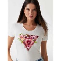 Guess Triangle Beads T-Shirt Dames Wit - Maat L - Kleur: WitRoze | Soccerfanshop - thumbnail