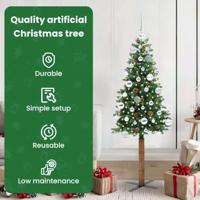 VidaXL Slanke kerstboom groen 150 cm pvc en massief dennenhout - thumbnail
