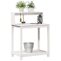 Oppottafel met schappen 82,5x50x109,5 cm massief grenenhout wit - thumbnail