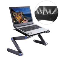 Draagbare 360 graden verstelbaar opvouwbaar aluminiumlegering Bureaustandaard voor Laptop / Notebook zonder CPU Fans & Mouse Pad (zwart) - thumbnail