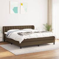 Boxspring met matras stof donkerbruin 180x200 cm - thumbnail
