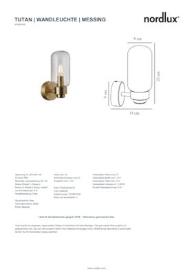 Nordlux Klassieke wandlampTutan messing - 2310551035