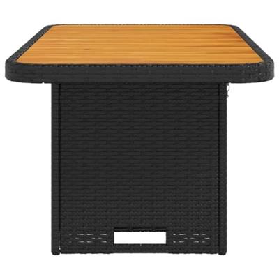 Tuintafel 90x55x71 cm poly rattan en massief acaciahout zwart Tuintafel 90x55x71 cm poly rattan en massief acaciahout zwart