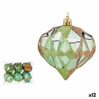 Set kerstballen Diamant Groen Plastic 8 x 9 x 8 cm (12 Stuks) - thumbnail