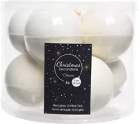 8 kerstballen wolwit emaille 70 mm KSD - Ksd - thumbnail