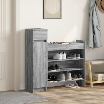 Schoenenkast 100,5x28x100 cm bewerkt hout grijs sonoma eiken