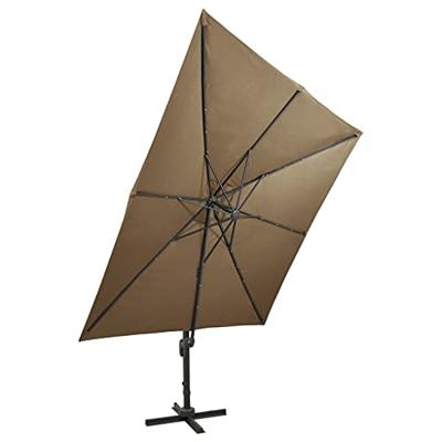 VidaXL Zweefparasol met paal en led-verlichting 300 cm taupe