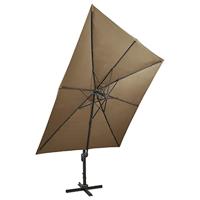 VidaXL Zweefparasol met paal en led-verlichting 300 cm taupe - thumbnail